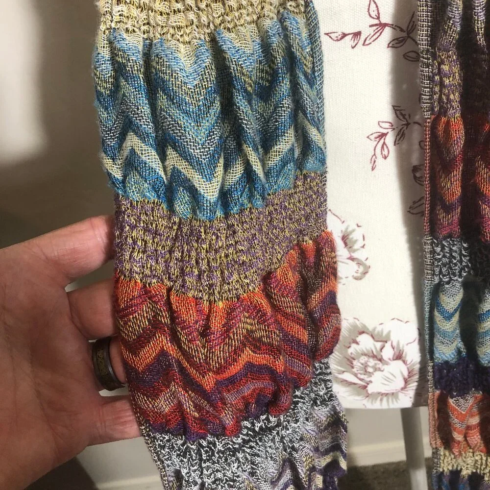 🧶 Textured Chevron Stripe Scarf with Fringe | Cozy & Artful Layers